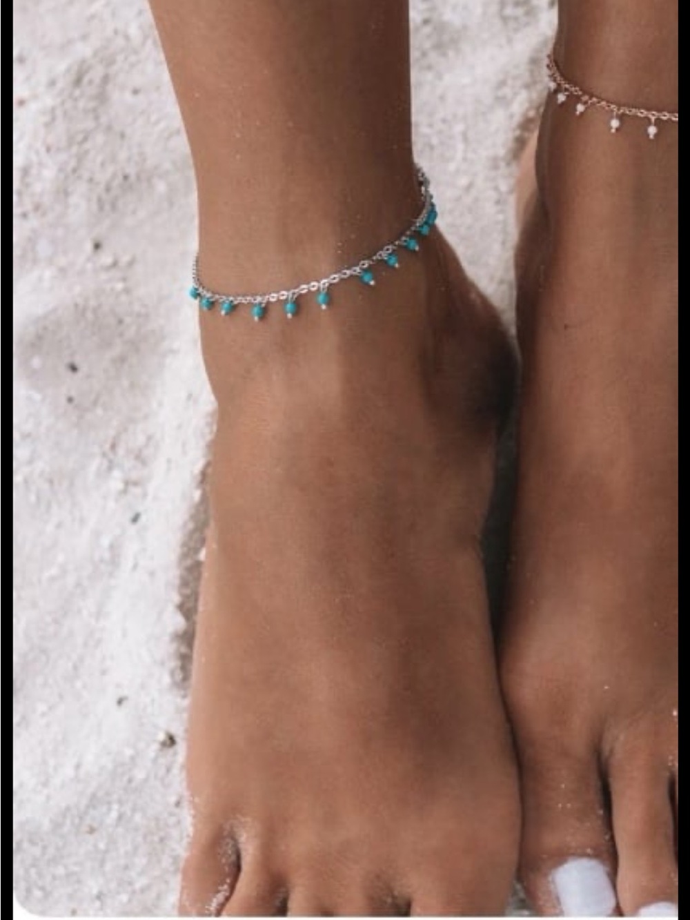 PURA VIDA Anklet Floating Turquoise Gemstone Silver NEW Retail $22